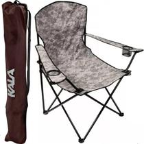 Cadeira Dobrável Camping Praia Pesca Portátil Leve Reforçada Confortável Suporta 150kg Com Porta Copos e Bolsa Kala