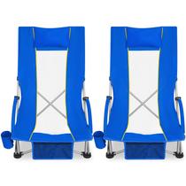 Cadeira Dobrável Compacta Romswi com Encosto Alto Azul 136 kg Cadeira Dobrável Compacta Romswi com Encosto Alto Azul 136 kg