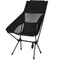 Cadeira Dobrável de Camping com Encosto (Preta) Cadeira Dobrável de Camping com Encosto (Preta)