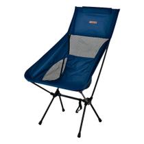 Cadeira Dobrável de Camping ideal para Pesca acampamento com Encosto Azul suporta 140kg