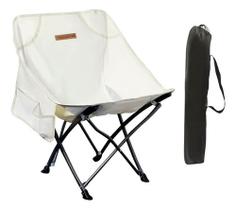 Cadeira Dobrável De Camping Pesca Premium Bege Com Bolso