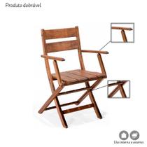 Cadeira Dobrável de Madeira Maciça com Braços Verona Ipanema Mestra Móveis