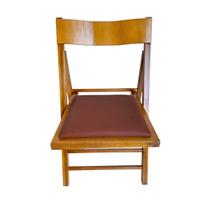 Cadeira Dobrável em Madeira Rustica com Assento Estofado - Cor Mel material sintético Telha Cadeira Dobrável em Madeira Rustica com Assento Estofado - Cor Mel material sintético Telha