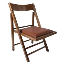 Cadeira Dobrável em Madeira Rústica Cor Castanho com Assento Estofado e Encosto Anatômico Preebel material sintético Telha Cadeira Dobrável em Madeira Rústica Cor Castanho com Assento Estofado e Encosto Anatômico Preebel material sintético Telha