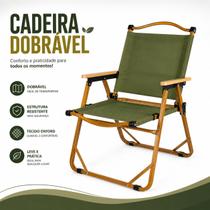 Cadeira Dobrável Idea para Camping Praia Oxford Verde com Braços em Madeira Portátil Reforçada Cadeira Dobrável Idea para Camping Praia Oxford Verde com Braços em Madeira Portátil Reforçada