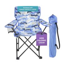 Cadeira Dobrável Infantil Emily Rose Kids Beach - Com Trava de Segurança - Azul Camo