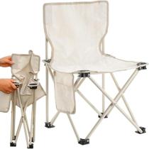 Cadeira Dobrável para Pesca e Camping Cadeira Praia Bolso Lateral 70cm Assento Nylon Branco Yeet