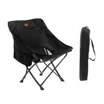 Cadeira Dobrável Portátil Com Bolso Suporta 140kg Pesca Camping