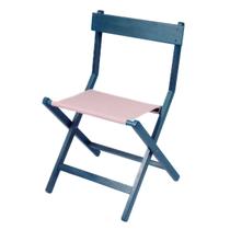 Cadeira Dobrável Tramontina Finger Madeira Tauarí Azul Assento em Tecido