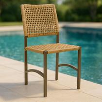 Cadeira Dubai em Aluminio e Corda Nautica Bege