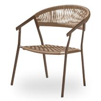 Cadeira Duda com Braço em Aluminio e Corda Nautica Bege