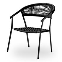 Cadeira Duda com Braço em Aluminio e Corda Nautica Preto