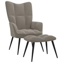 Cadeira e banquinho relaxantes vidaXL Light Grey Velvet Modern