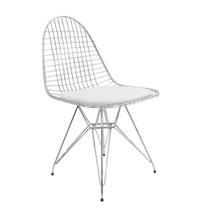 Cadeira Eames Aramada - Cromada - Almofada Branca Cadeira Eames Aramada - Cromada - Almofada Branca