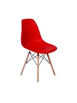 Cadeira eames base de madeira vermelha