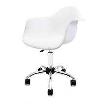 Cadeira eames com braço branca office cromada