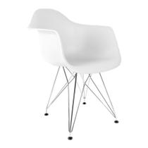 Cadeira Eames Com Braço Eiffel Branca Empório Tiffany Base Aço Cromado - Seatco