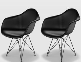 Cadeira Eames com Braço Pp Preto Eiffel Preto Cx2