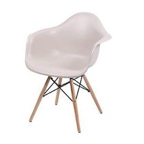 Cadeira Eames com Braços Nude - Base de Madeira Natural - Armazem Ecommerce