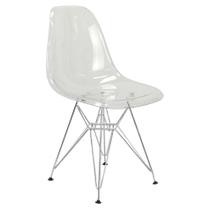 Cadeira Eames Cristal Transparente Eiffel Base Metal Cromado