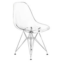 Cadeira Eames Cristal Transparente Eiffel Base Metal Cromado - Magazine Roma