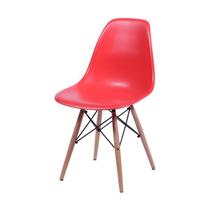 Cadeira Eames Design Base Madeira Assento Vermelho Cadeira Eames Design Base Madeira Assento Vermelho