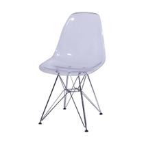 Cadeira Eames DKR Policarbonato Transparente Base Metal Cromado