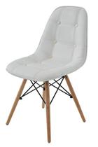 Cadeira Eames Eiffel Botone Branca Base Madeira - 27021