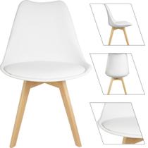 Cadeira Eames Eiffel Leda Luxo Assento Couro PU Pés Madeira Casa Escritório Cadeira Eames Eiffel Leda Luxo Assento Couro PU Pés Madeira Casa Escritório
