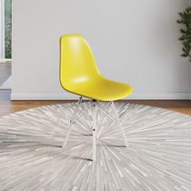 Cadeira Eames Estilo Moderno em Ferro Branco com Assento Amarelo Cadeira Eames Estilo Moderno em Ferro Branco com Assento Amarelo
