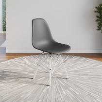 Cadeira Eames Estilo Moderno em Ferro Branco com Assento Cinza Cadeira Eames Estilo Moderno em Ferro Branco com Assento Cinza