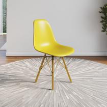 Cadeira Eames Estilo Moderno em Ferro Dourado com Assento Amarelo Cadeira Eames Estilo Moderno em Ferro Dourado com Assento Amarelo