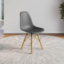 Cadeira Eames Estilo Moderno em Ferro Dourado com Assento Cinza Cadeira Eames Estilo Moderno em Ferro Dourado com Assento Cinza