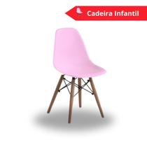 Cadeira Eames Infantil Rosa Empório Tiffany Base Em Madeira