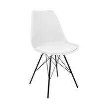 Cadeira Eames Leda Design Estofada Branca Tower Preto