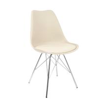 Cadeira Eames Leda Design Estofada Nude Tower Cromado