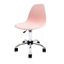 Cadeira Eames Office Rosa Empório Tiffany Base Em Aço Cromado - Seatco