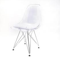 Cadeira eames policarbonato transparente eiffel cromada