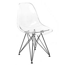 Cadeira Eames Transparente Empório Tiffany com Base Eiffel Preto Cadeira Eames Transparente Empório Tiffany com Base Eiffel Preto
