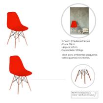 Cadeira Eames Vermelha Pés de Madeira Kit com 2 Unid