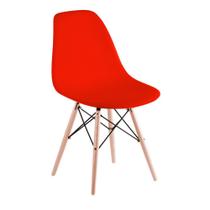 Cadeira Eames Vermelha sem braços pés de Madeira