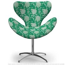 Cadeira Egg Floral Verde Poltrona Decorativa com Base Giratória