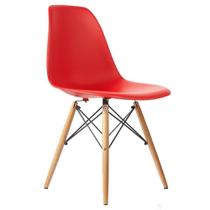 Cadeira Eiffel Charles Eames Base Madeira Sala de Jantar Vermelho - SSX Multicoisas