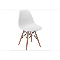 Cadeira Eiffel Charles Eames em ABS Branca com Base de Madeira DSW