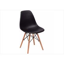 Cadeira Eiffel Charles Eames em ABS Preta com Base de Madeira DSW - Facthus
