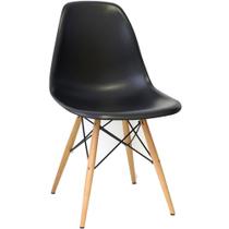 Cadeira Eiffel Charles Eames em ABS Preta com Base de Madeira DSW