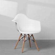 Cadeira Eiffel com Braço Base Madeira - Branco