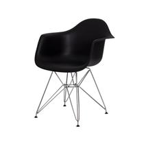 Cadeira Eiffel Eames Com Braço Base Cromada Preta