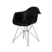 Cadeira Eiffel Eames com Braço e Base Cromada Preta - Waw Design Cadeira Eiffel Eames com Braço e Base Cromada Preta - Waw Design