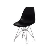 Cadeira Eiffel Eames Preta Base Cromada Sala Cozinha Jantar